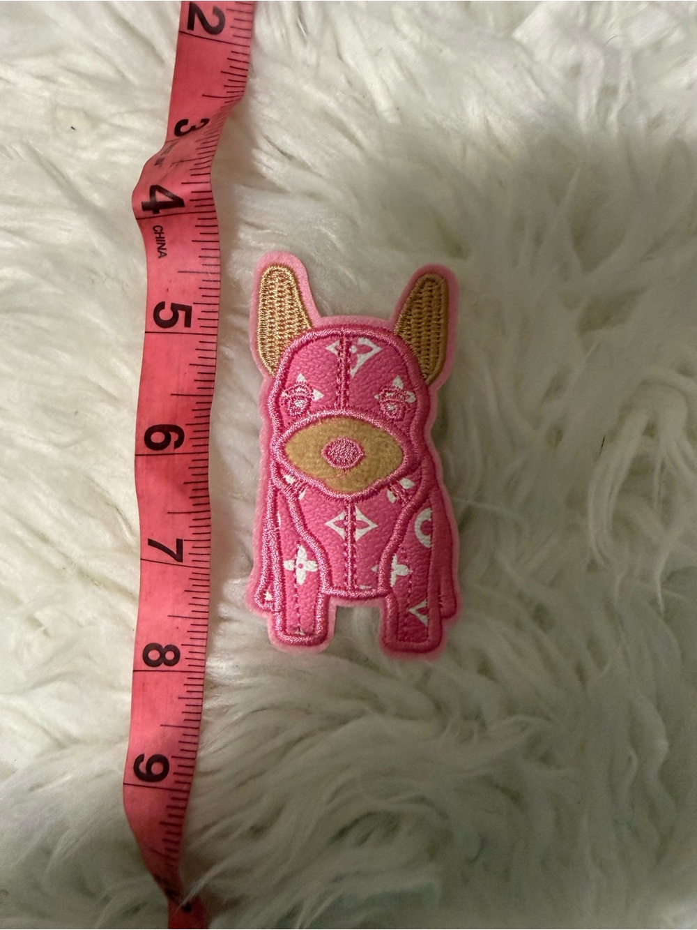 Pink French Bulldog Embroidered Patch